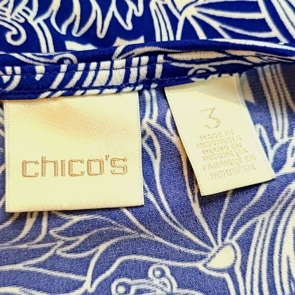 Chico's Blue & White Print Jersey Top, Size 3, XL/16 - Picture 7 of 9